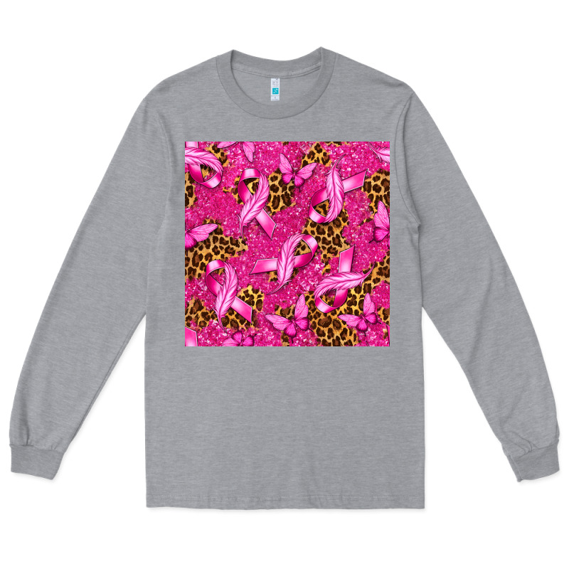 Breast Cancer With Ribbon And Butterfly Seamless P Long Sleeve Tee by texasbilliewilder | Teevron