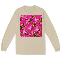 Mushroom breast cancer with ribbon and butterfly seamless p Long Sleeve Tee - texasbilliewilder
