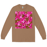 Toasted Coconut breast cancer with ribbon and butterfly seamless p Long Sleeve Tee - texasbilliewilder