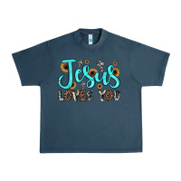 Midnight Navy jesus loves you Urban Heavy Tee - JahusDesignShop