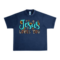 Navy jesus loves you Urban Heavy Tee - JahusDesignShop