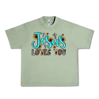 Oil Green jesus loves you Urban Heavy Tee - JahusDesignShop
