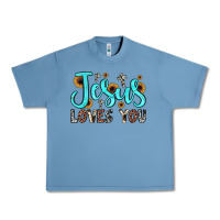 Pebble Blue jesus loves you Urban Heavy Tee - JahusDesignShop