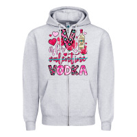 Heather Grey v is for vodka Zipper Hoodie - OliviaCreatesArt