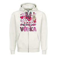Oatmeal Heather v is for vodka Zipper Hoodie - OliviaCreatesArt
