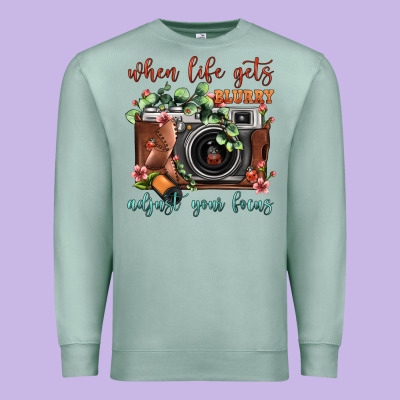 When Life Gets Blurry Adjust Your Focus Vintage Camera Premium Sweatshirt Designed By Fadigitalartstudio