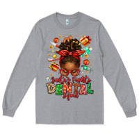 Heather Grey Santa's Favorite Dental Squad Afro Messy Bun Long Sleeve Tee - texasbilliewilder