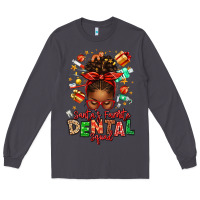 Smoke Santa's Favorite Dental Squad Afro Messy Bun Long Sleeve Tee - texasbilliewilder