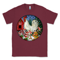 Burgundy leghorn rooster christmas ornament Classic Tee - LillyAllenDesigns