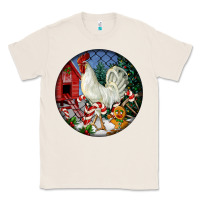 Natural leghorn rooster christmas ornament Classic Tee - LillyAllenDesigns