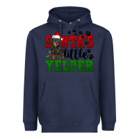 Navy Santa's Little Yelper Heavyweight Hoodie - FaDigitalArtStudio