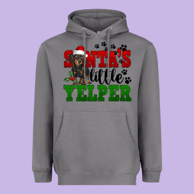Santa's Little Yelper Heavyweight Hoodie Designed By Fadigitalartstudio