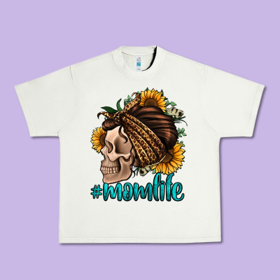 Momlife Skull With Bandana Urban Heavy Tee Designed By Jasminsmagicworld