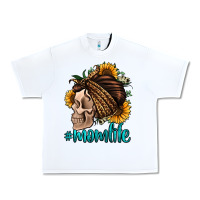 White momlife skull with bandana Urban Heavy Tee - Jasminsmagicworld