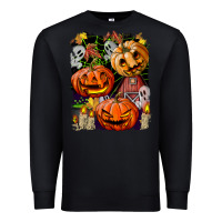 Black Halloween Pumpkins Premium Sweatshirt - BundleAndBundleShop