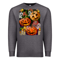 Charcoal Heather Halloween Pumpkins Premium Sweatshirt - BundleAndBundleShop