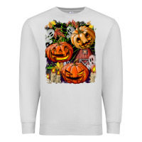 Dove Grey Halloween Pumpkins Premium Sweatshirt - BundleAndBundleShop
