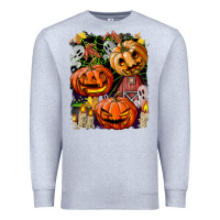 Heather Grey Halloween Pumpkins Premium Sweatshirt - BundleAndBundleShop