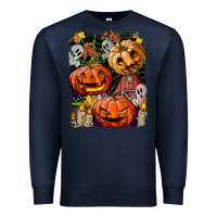 Navy Halloween Pumpkins Premium Sweatshirt - BundleAndBundleShop