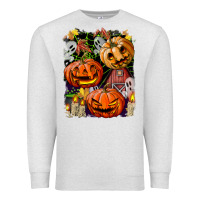 Oatmeal Heather Halloween Pumpkins Premium Sweatshirt - BundleAndBundleShop