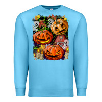 Ocean Blue Halloween Pumpkins Premium Sweatshirt - BundleAndBundleShop