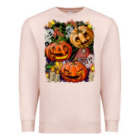 Pale Pink Halloween Pumpkins Premium Sweatshirt - BundleAndBundleShop