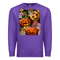 Purple Halloween Pumpkins Premium Sweatshirt - BundleAndBundleShop