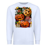 White Halloween Pumpkins Premium Sweatshirt - BundleAndBundleShop