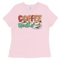 Bubblegum Pink coffee weather Ladies Tee - MaliasSmallBusiness