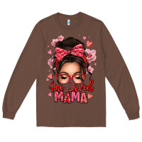 Chestnut one loved mama messy bun Long Sleeve Tee - texasbilliewilder