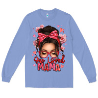 Colony Blue one loved mama messy bun Long Sleeve Tee - texasbilliewilder