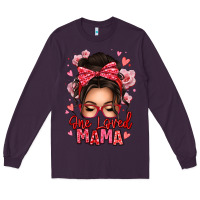 Plum one loved mama messy bun Long Sleeve Tee - texasbilliewilder