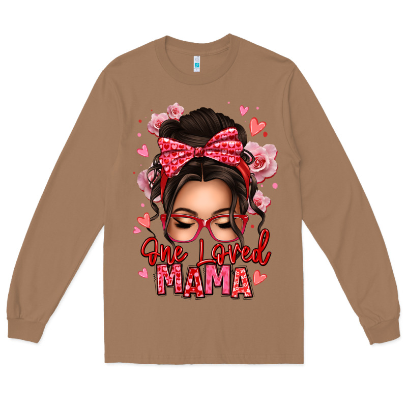 One Loved Mama Messy Bun Long Sleeve Tee by texasbilliewilder | Teevron