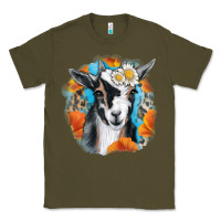 Army Green Daisy Goat With Background Classic Tee - RanaPortraitStore