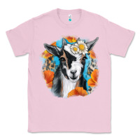 Bubblegum Pink Daisy Goat With Background Classic Tee - RanaPortraitStore