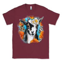 Burgundy Daisy Goat With Background Classic Tee - RanaPortraitStore