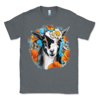 Charcoal Heather Daisy Goat With Background Classic Tee - RanaPortraitStore