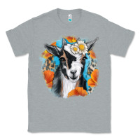 Heather Grey Daisy Goat With Background Classic Tee - RanaPortraitStore