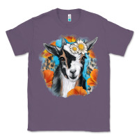 Lavender Daisy Goat With Background Classic Tee - RanaPortraitStore