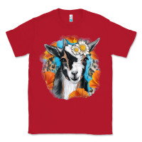 Red Daisy Goat With Background Classic Tee - RanaPortraitStore