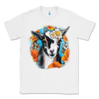 White Daisy Goat With Background Classic Tee - RanaPortraitStore
