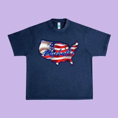 Usa Flag Baseball Urban Heavy Tee Designed By Barkaloodesign