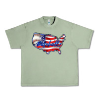 Oil Green usa flag baseball Urban Heavy Tee - BarkalooDesign