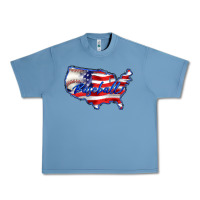 Pebble Blue usa flag baseball Urban Heavy Tee - BarkalooDesign