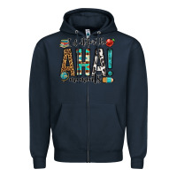 Navy i do it for the aha moments teacher Zipper Hoodie - OliviaCreatesArt