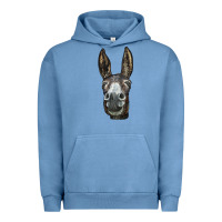 Pigment Pebble Blue Donkey  Face Urban Hoodie - LillyAllenDesigns