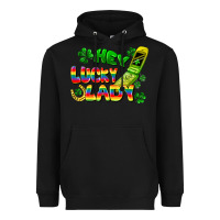 Black Hey lucky lady flip phone Heavyweight Hoodie - FaDigitalArtStudio