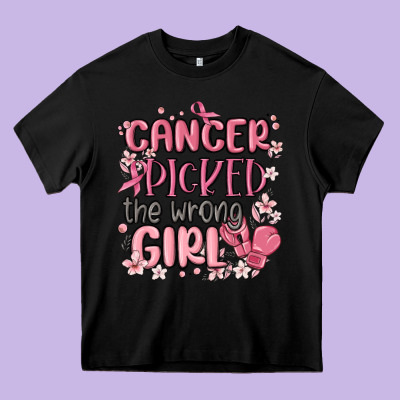 Cancer Picked The Wrong Girl Malia Heavy Core Tee Designed By Maliassmallbusiness