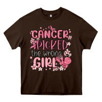 Chocolate Brown cancer picked the wrong girl malia Heavy Core Tee - MaliasSmallBusiness