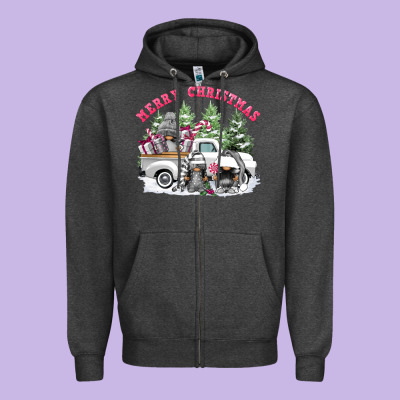 Merry Christmas Gnomies Zipper Hoodie Designed By Fadigitalartstudio